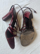Crocodile Red Strappy Heels (37.5)