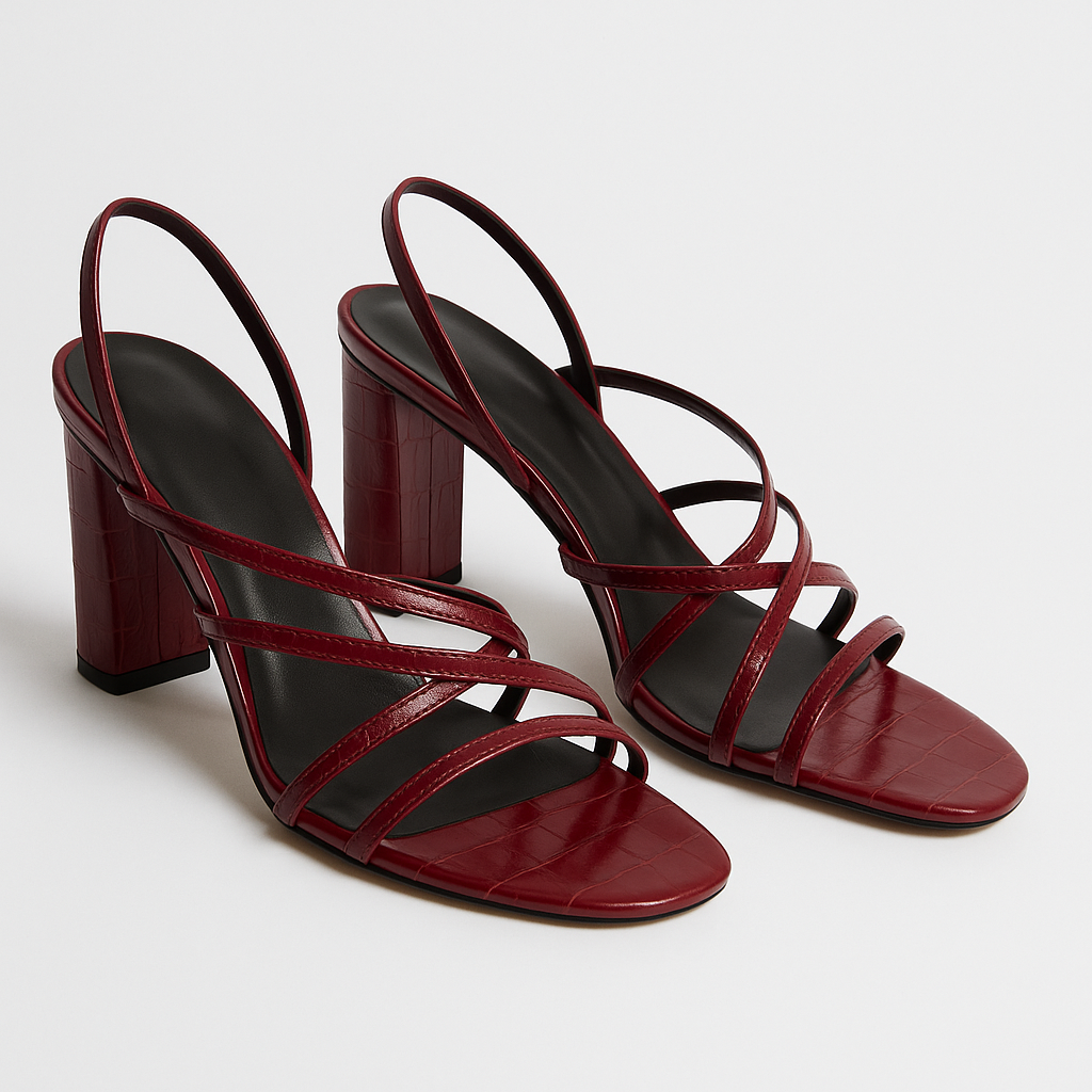 Crocodile Red Strappy Heels (37.5)