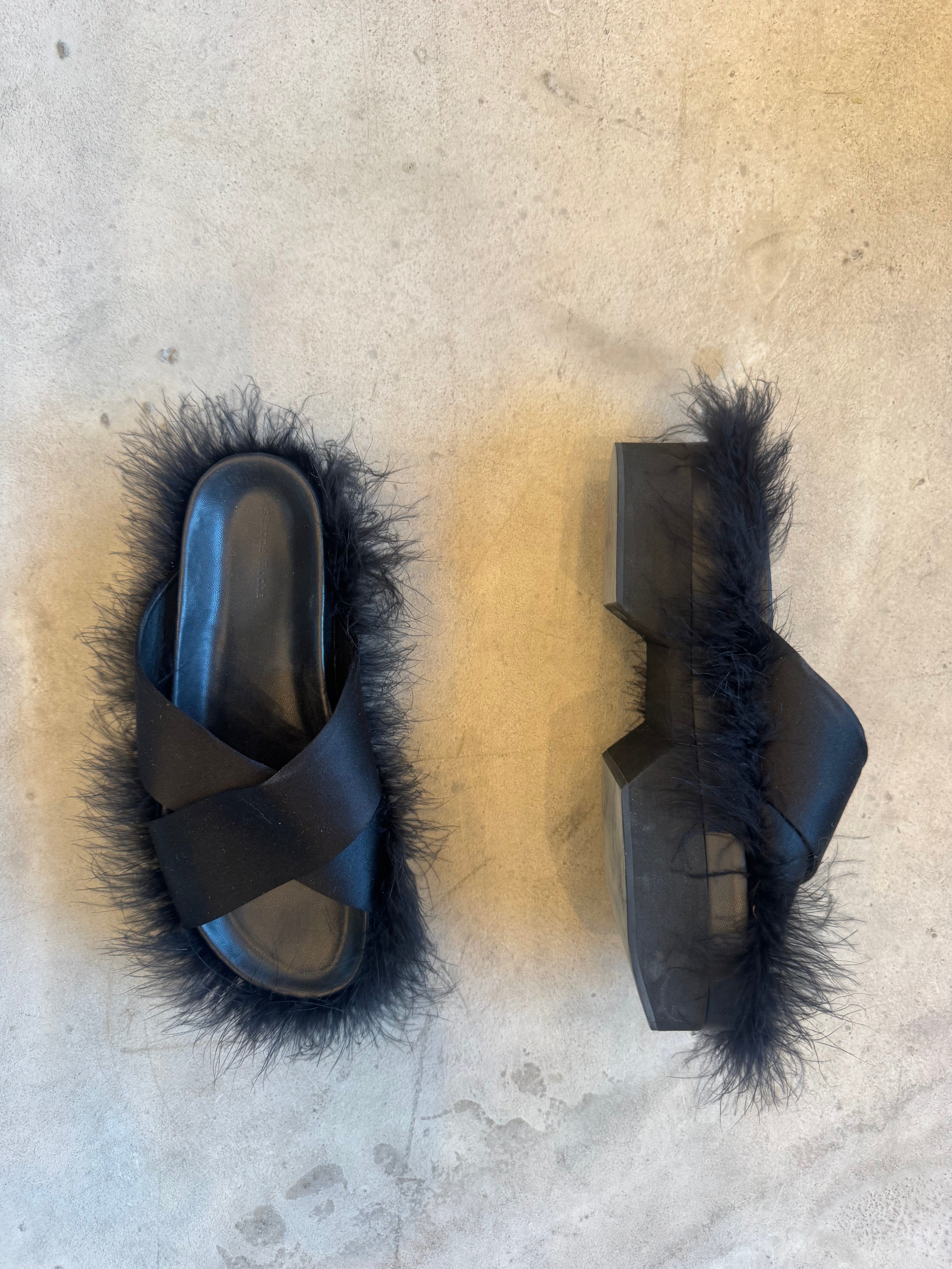 Fluffy Satin Slide