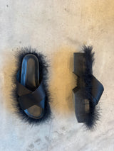 Fluffy Satin Slide