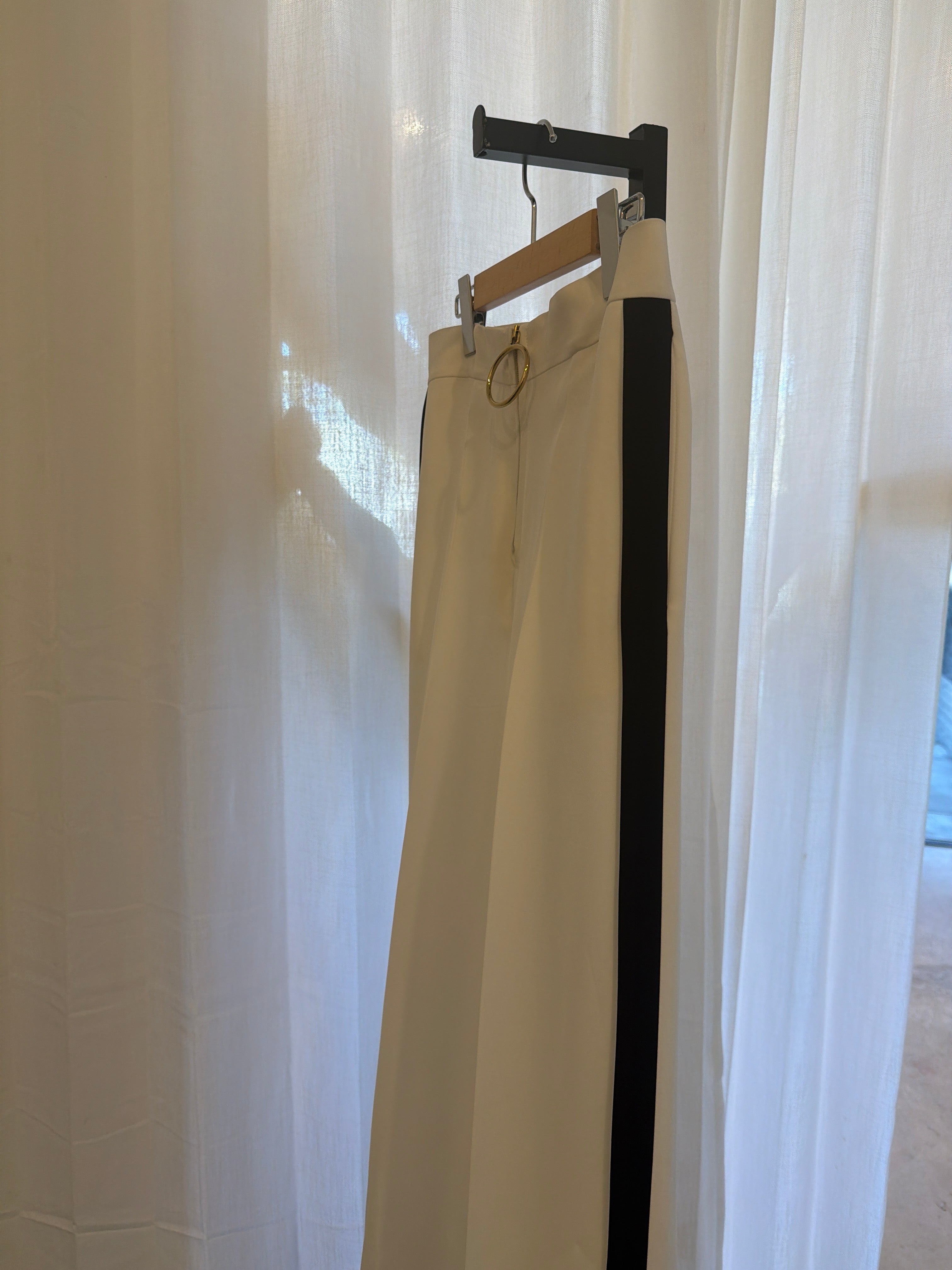 White and Black Striped Pants