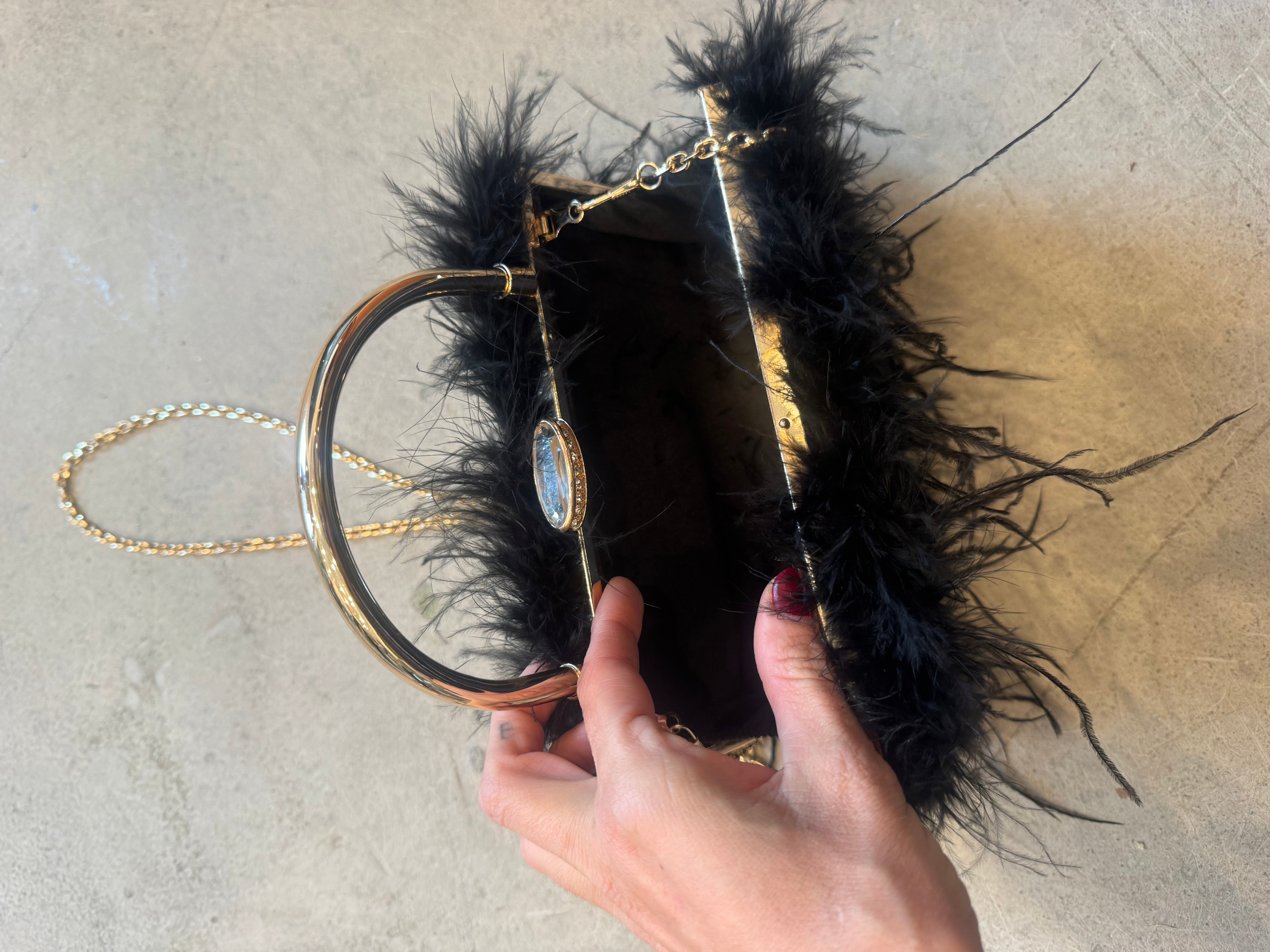Feather Purse with Diamanté closure