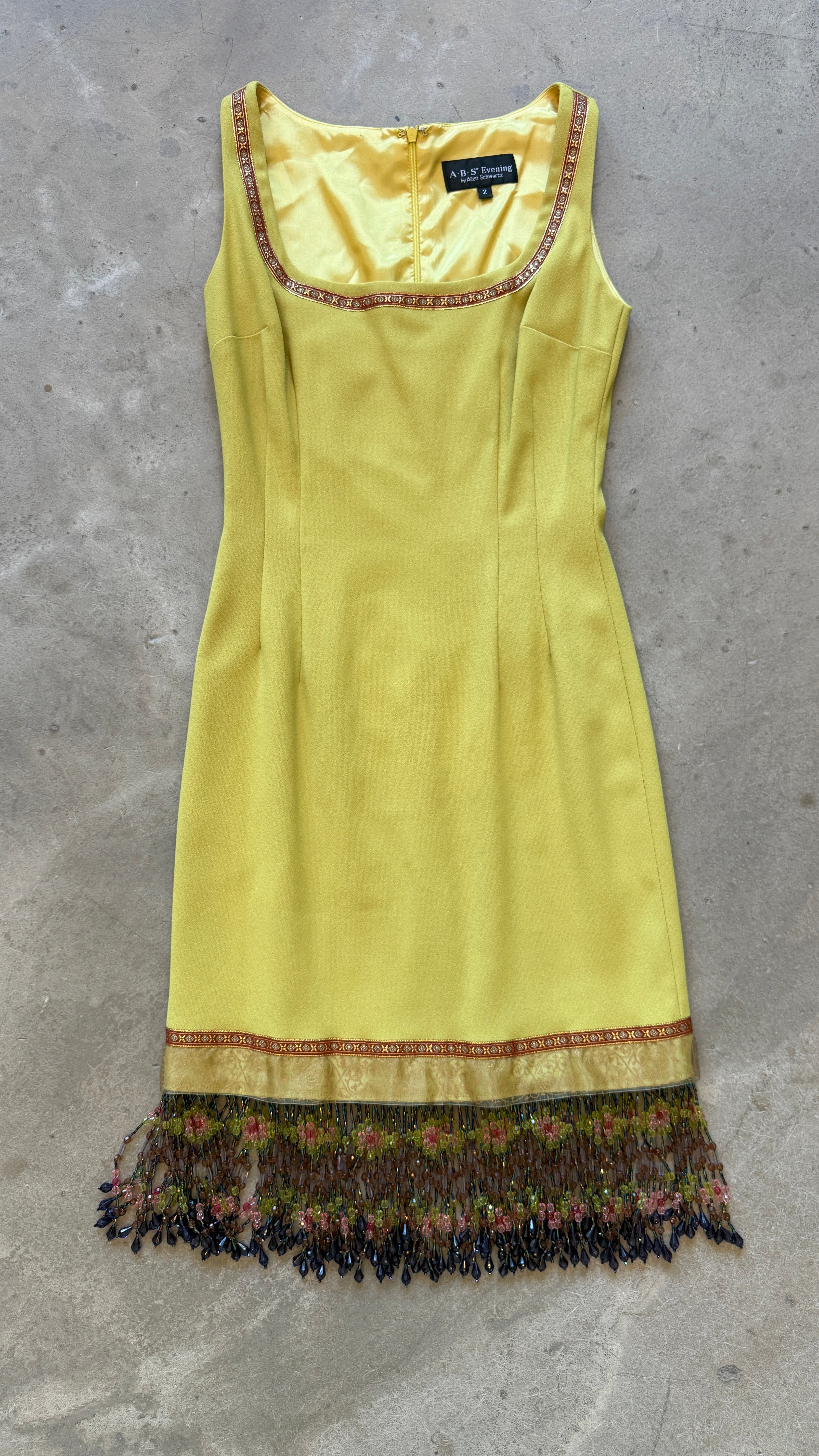 Yellow Beaded Shift Dress