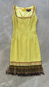 Yellow Beaded Shift Dress