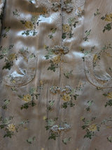Silver Blue Rose Print Silk Jacket