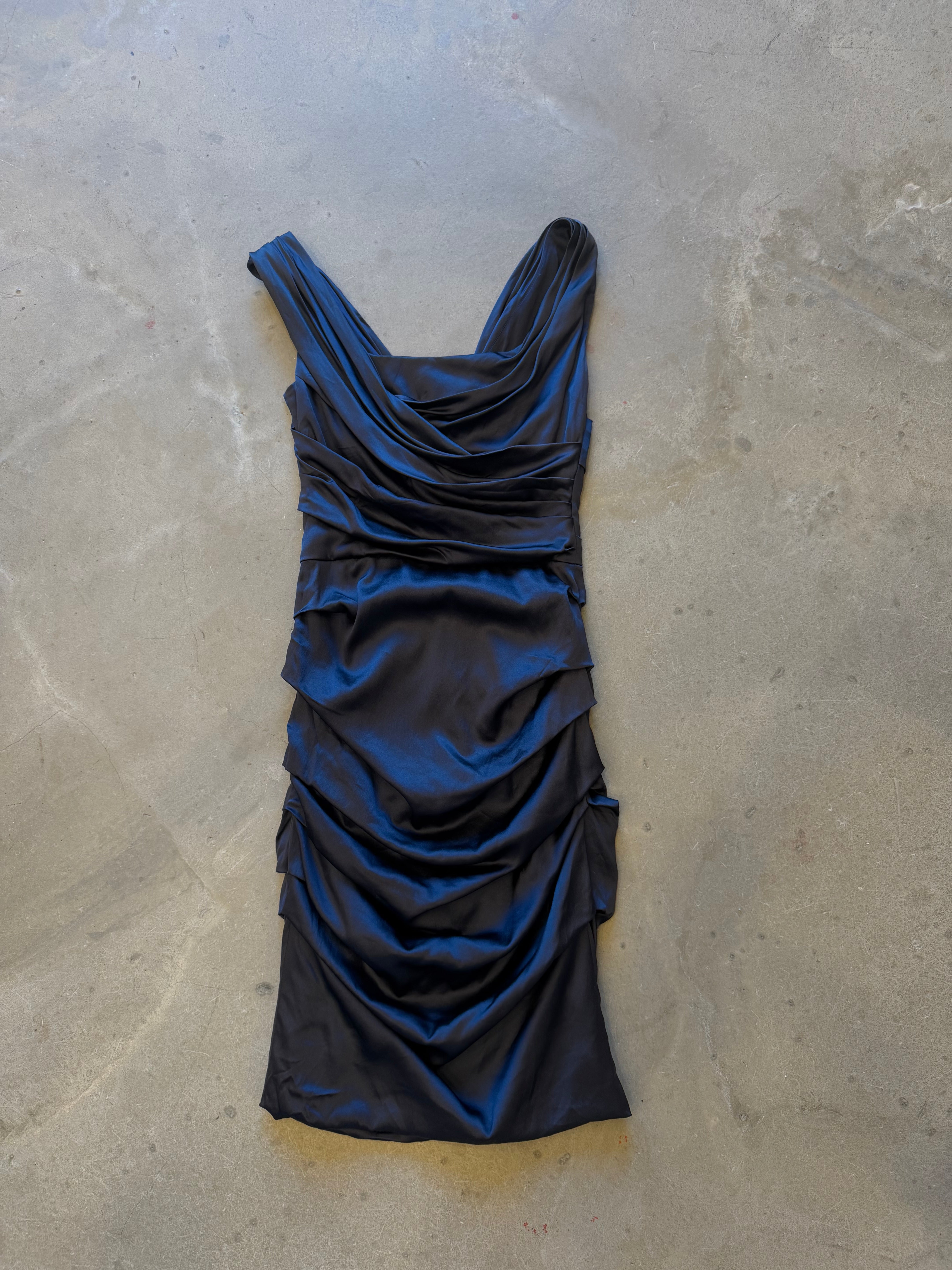 Ruched Vintage Silk Dress