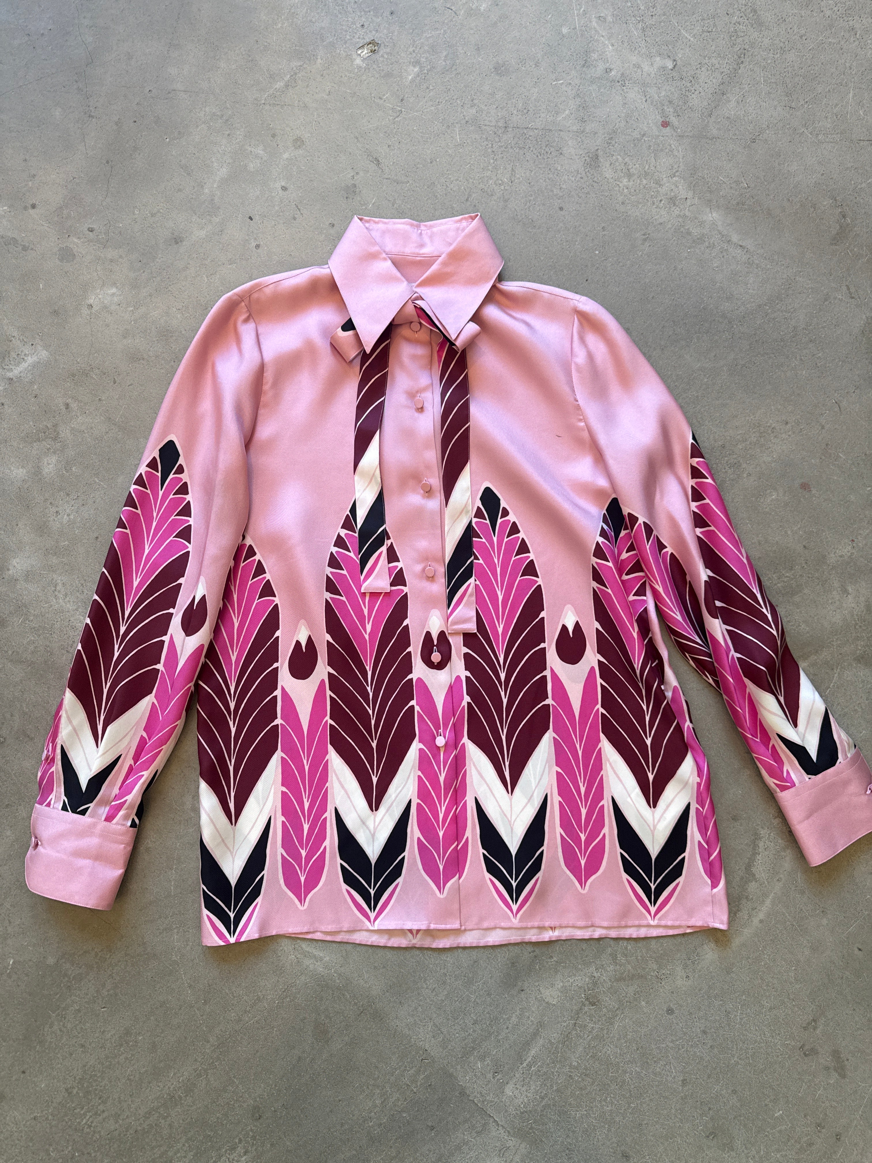 Pink Feather Print Blouse