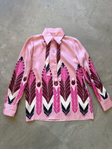 Pink Feather Print Blouse
