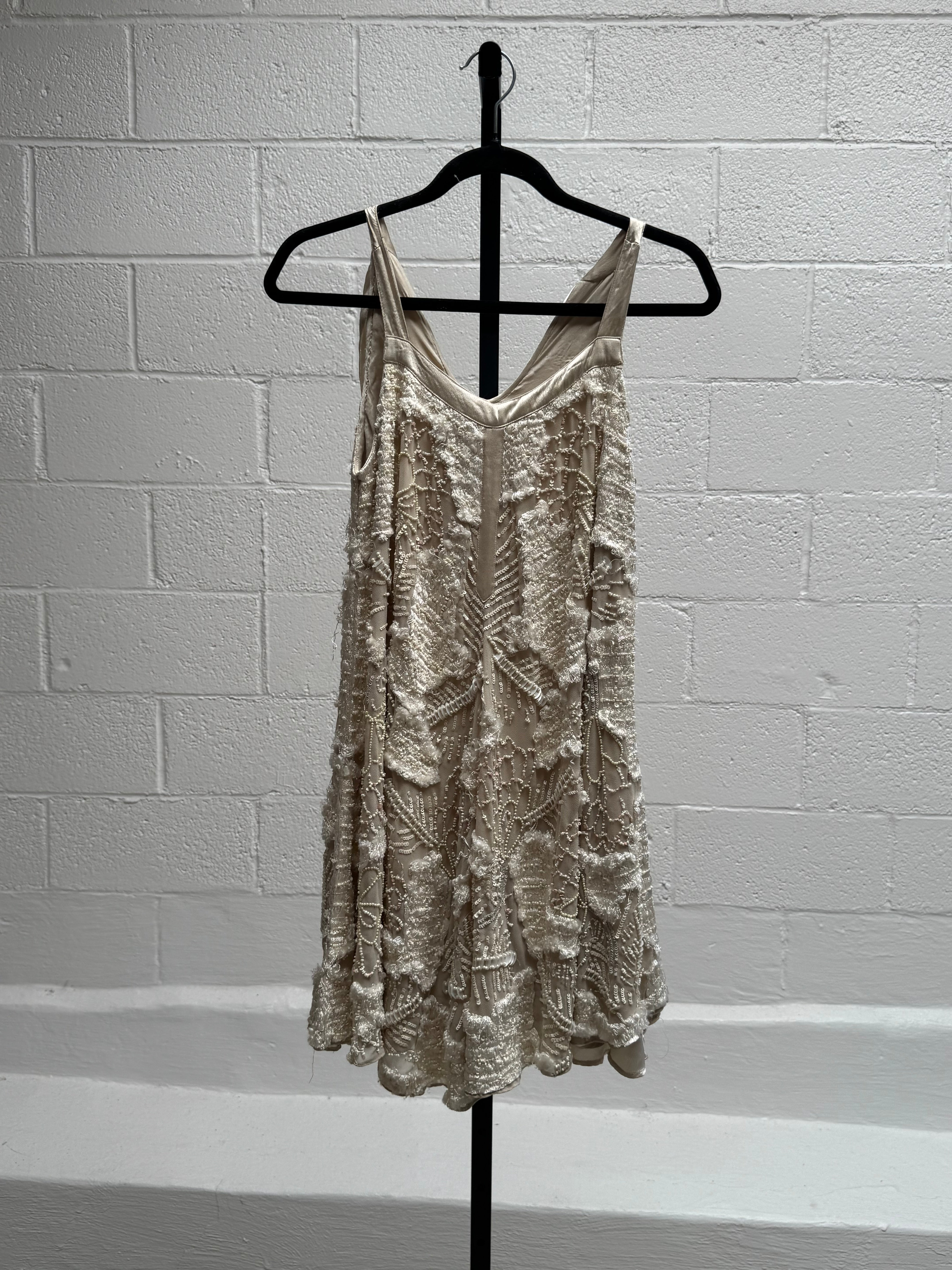 Beaded Ivory Mini Dress