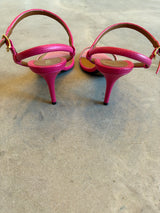 Pink Two Toned Snakeskin Sandals
