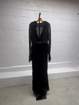 Lace Dress with Fluted Front and Beaded Waist