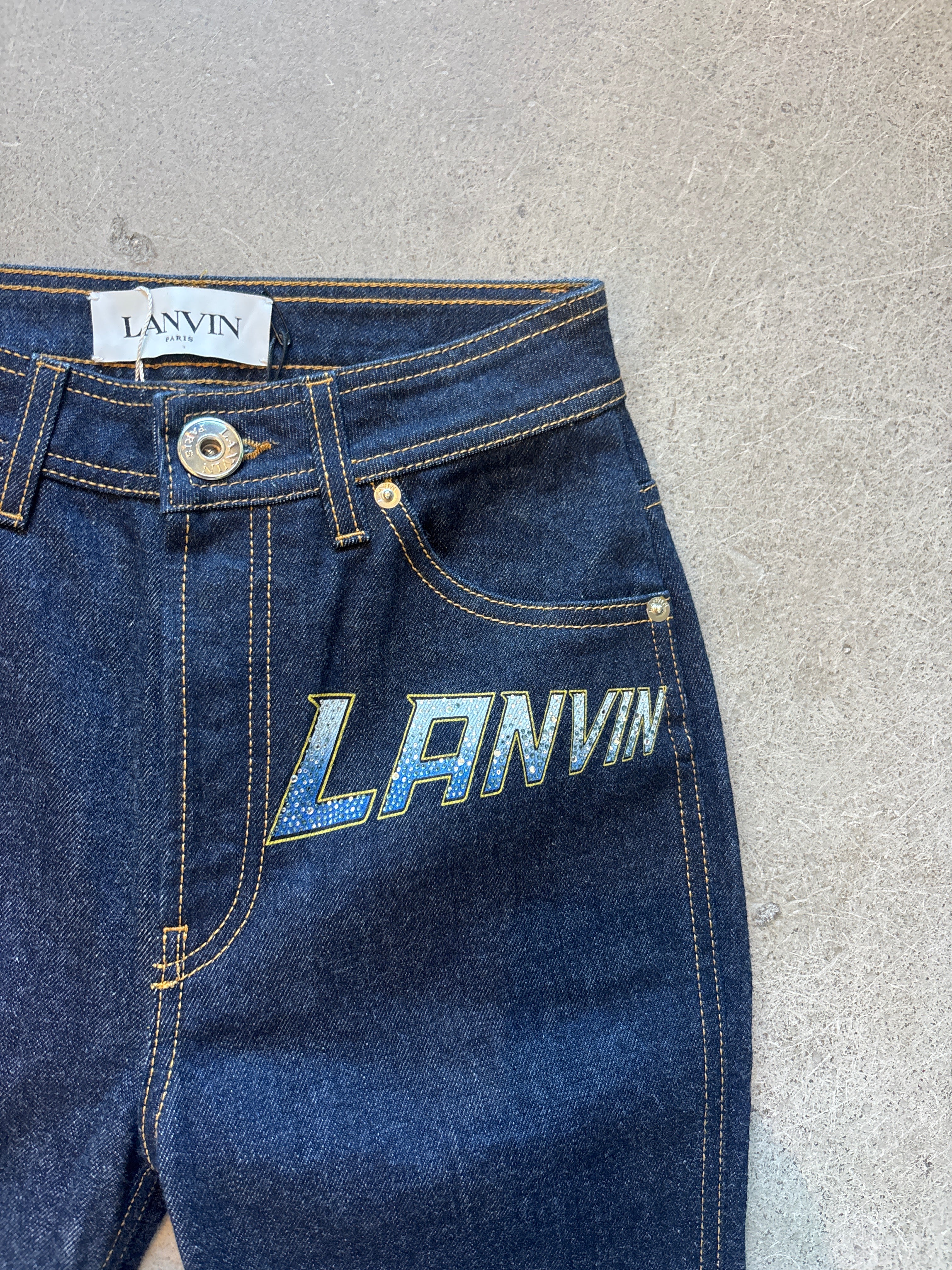 Denim Bell Bottoms with sparkle logo