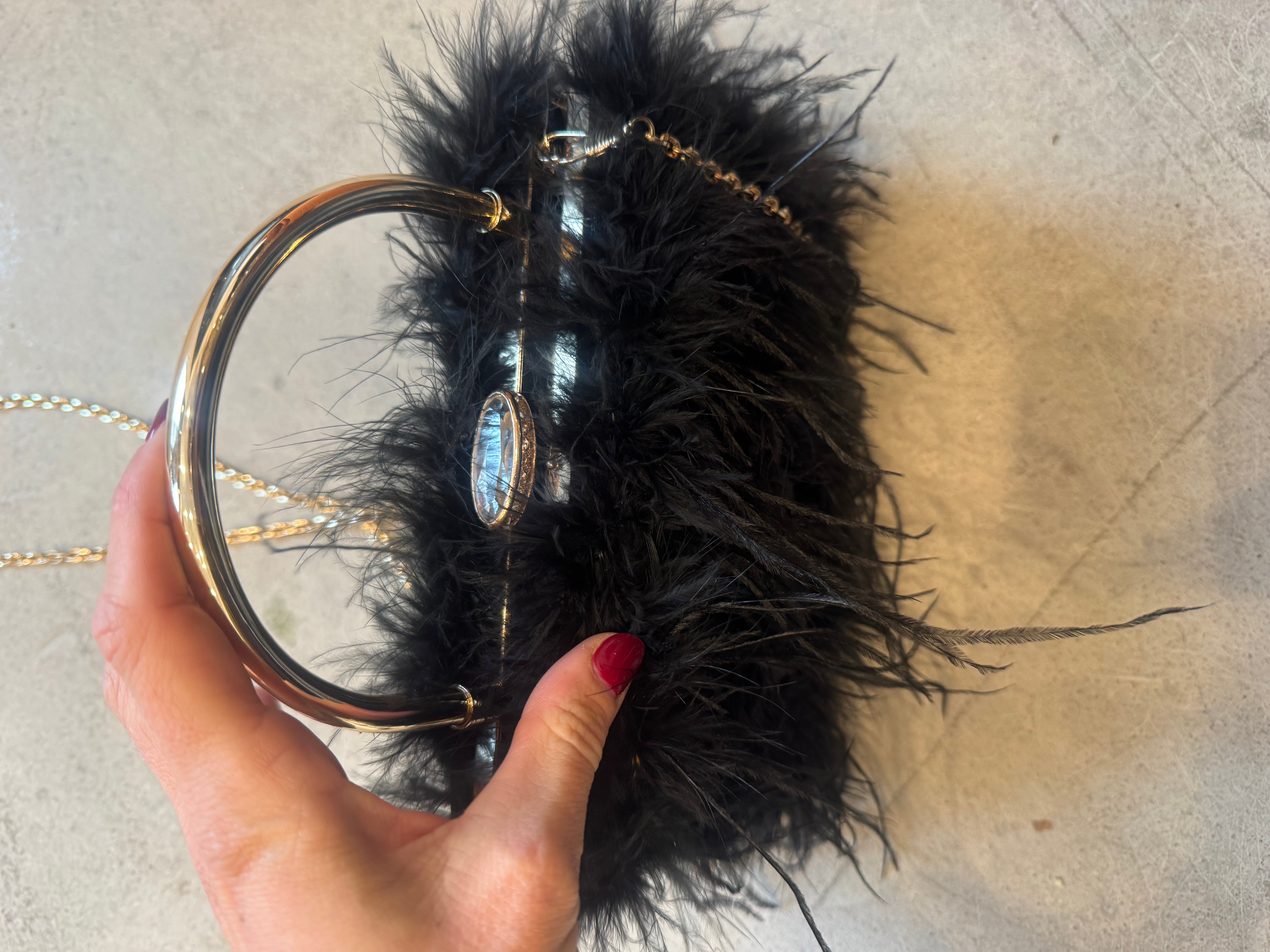 Feather Purse with Diamanté closure