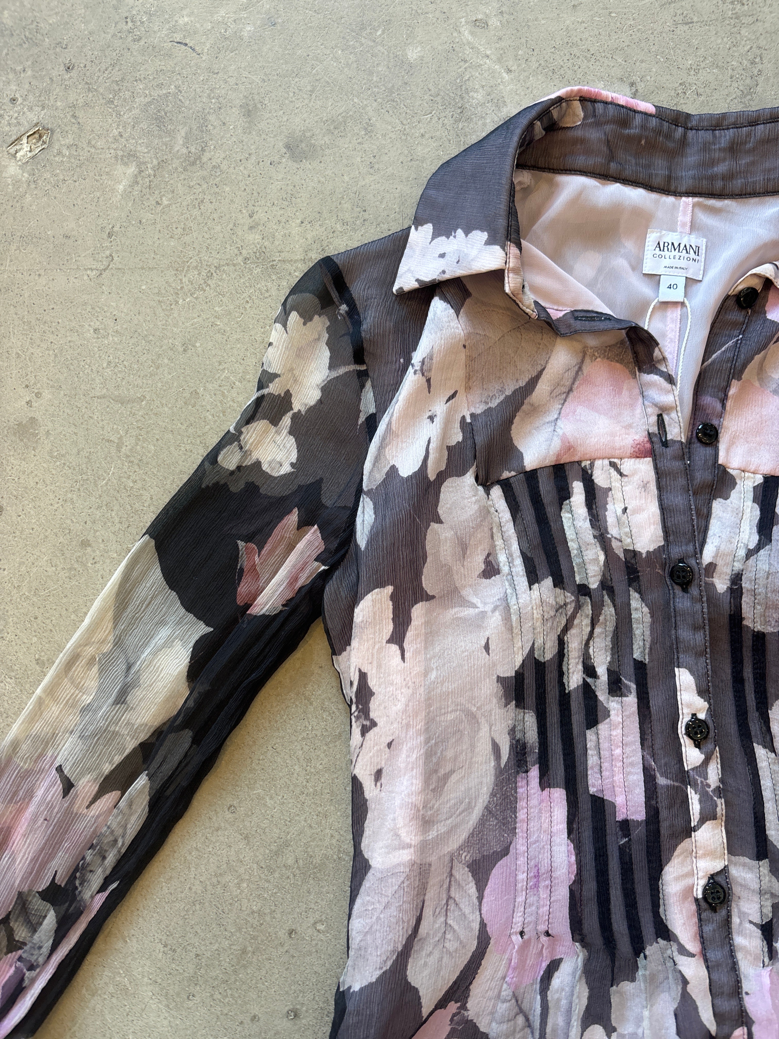 Vintage Floral Silk Blouse