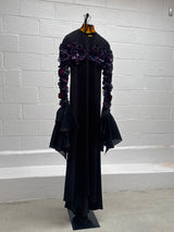 Black Gown with Floral Appliqué Sleeves