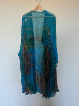 Aqua Poncho with Gold Beading