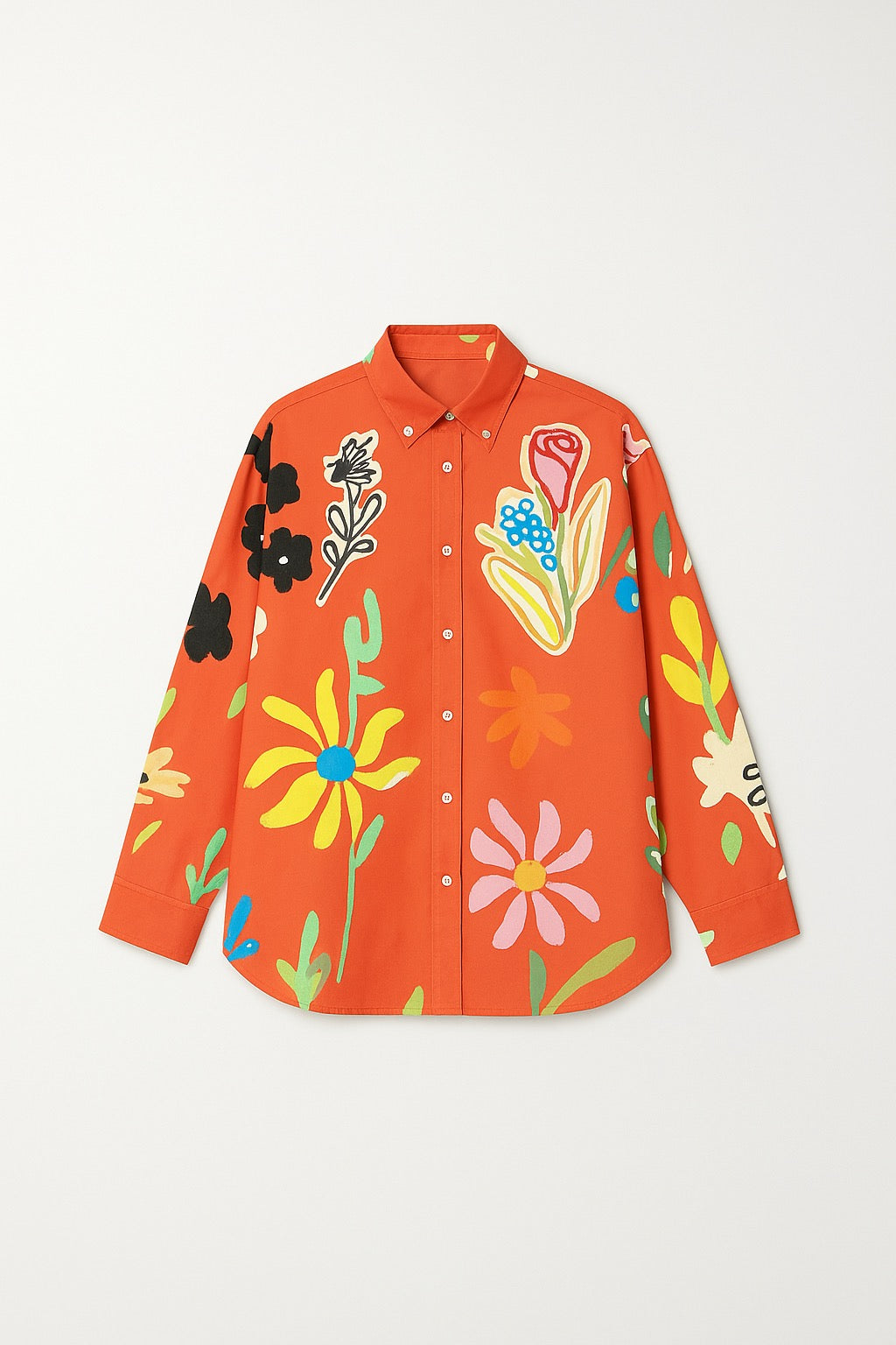 Orange Shirt with Flowers