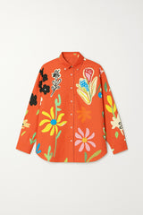 Orange Shirt with Flowers