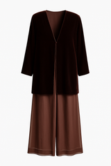 Brown Velvet Jacket with Chiffon pants