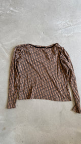 Early 2000s Dior Oblique Velvet Trim Long Sleeve Top