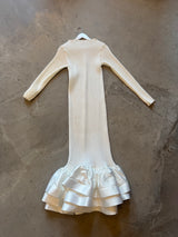 White Oragami Long Dress with Ruffles
