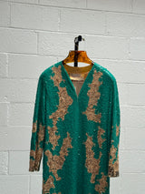 Emerald and Gold Beaded Gown