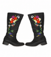 Brown Leather Floral Boots