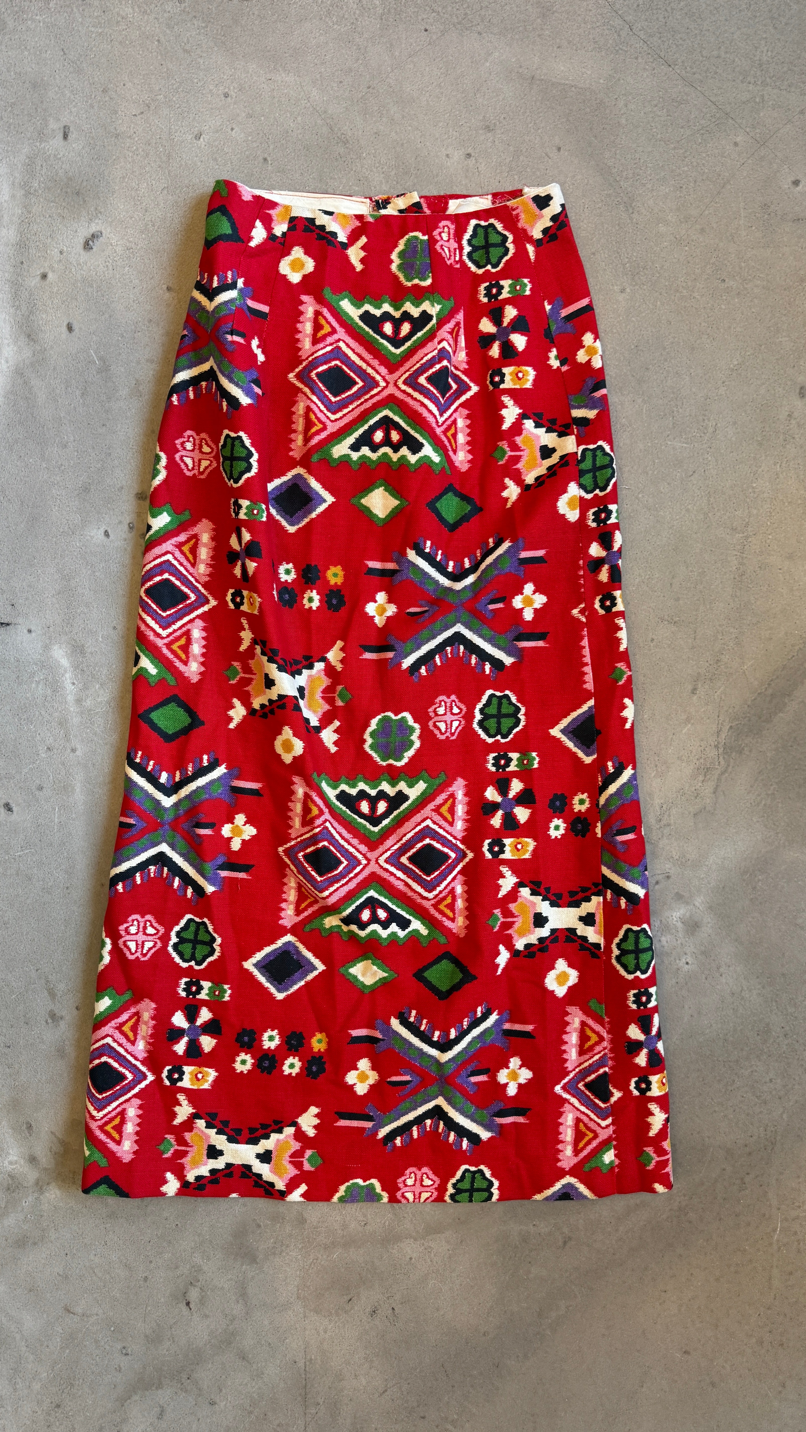 Red Tribal Geometric Skirt