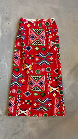 Red Tribal Geometric Skirt