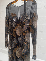 Black and metallic floral gown