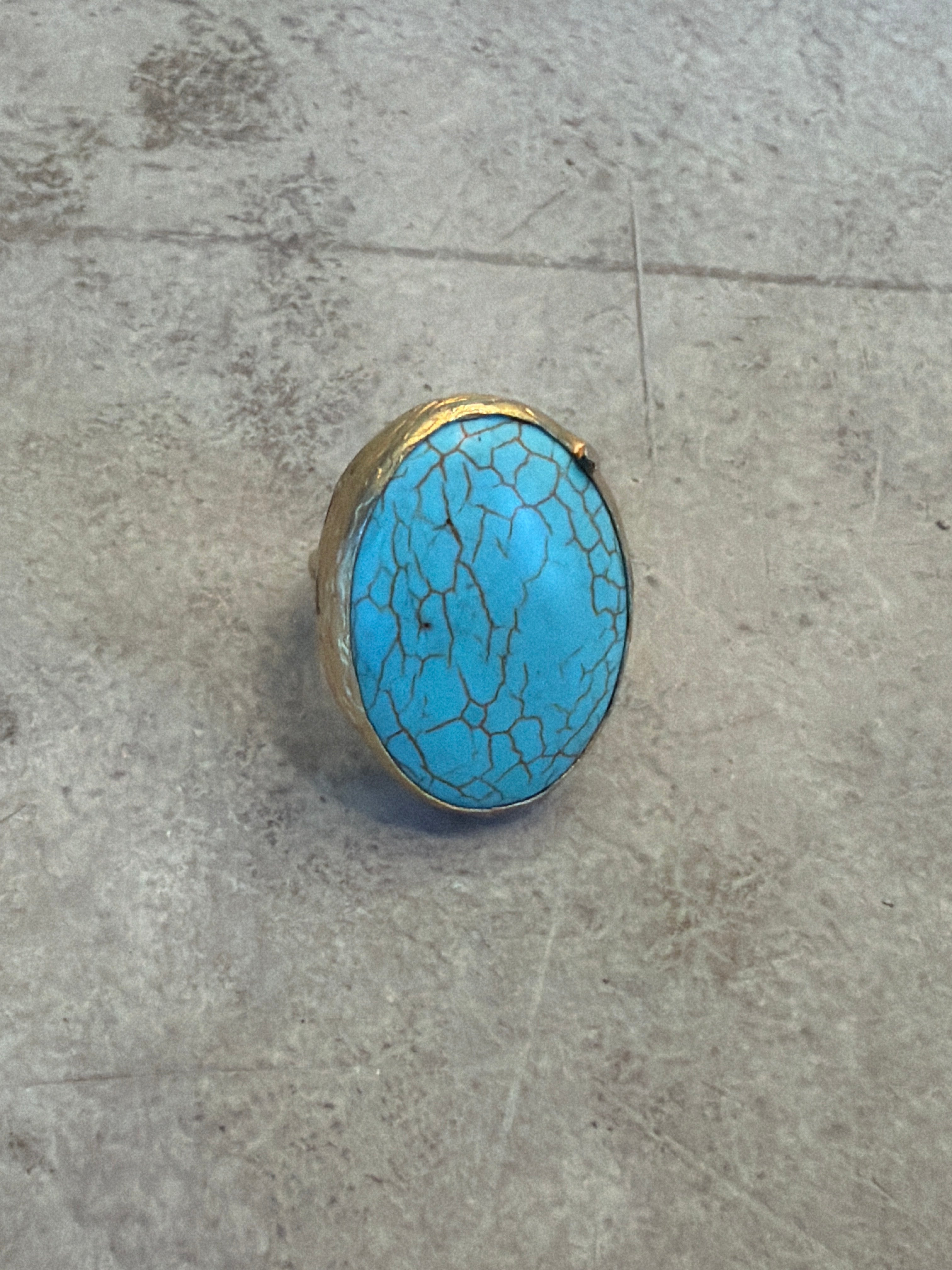 Oval Turquoise Matrix Statement Ring