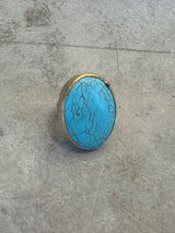 Oval Turquoise Matrix Statement Ring
