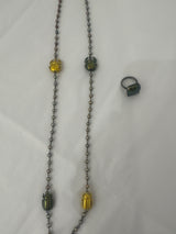 Rare Tomas Maier Scarab Necklace with Fresh Water Pearls and Gold Plating + Ring