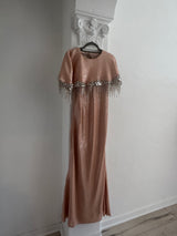 Pink Sequins Dress with Diamanté Cape (42)