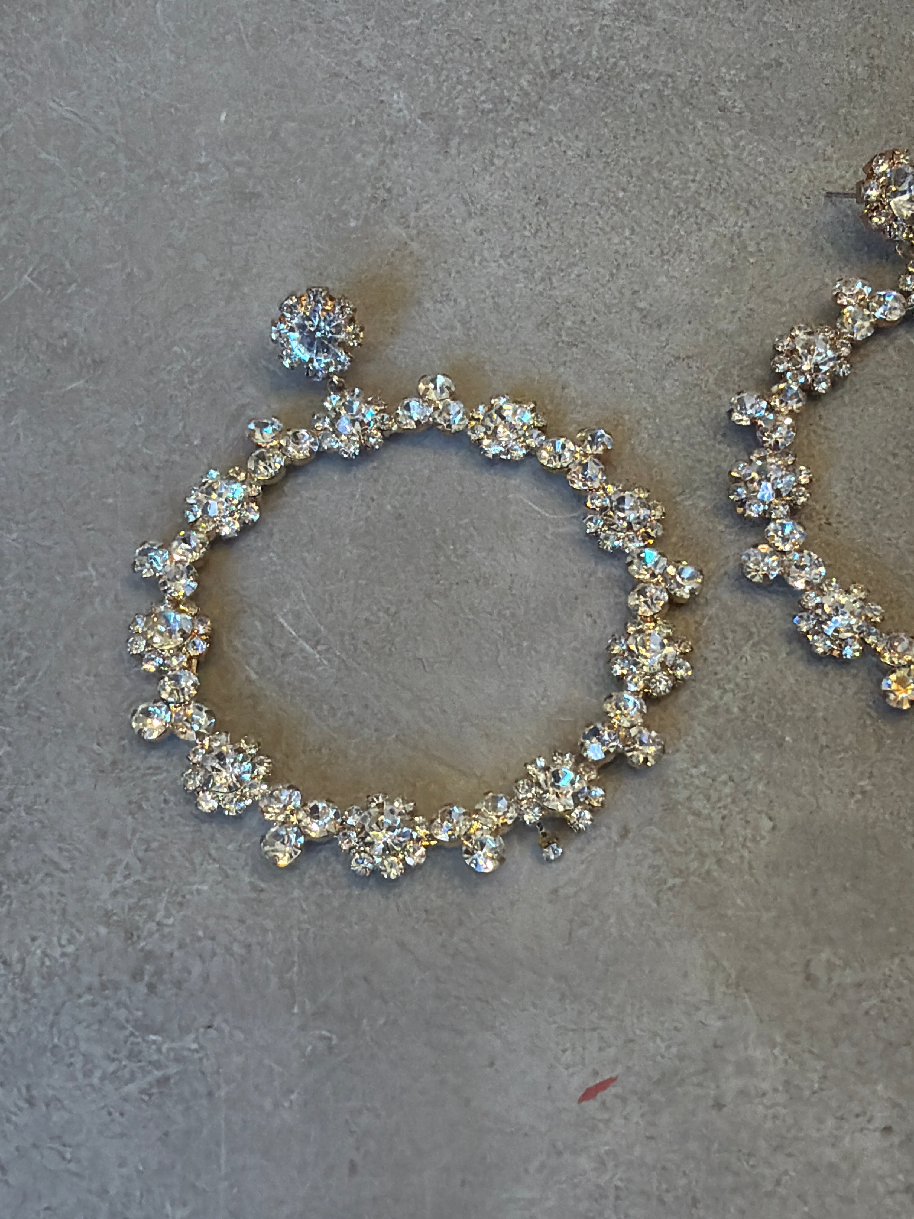 Diamanté Flower Hoop Earrings