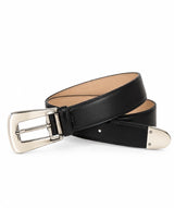 Flat leather belt with Gold buckle