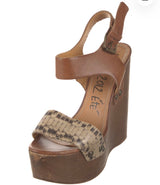 Wood and Snakeskin Wedge
