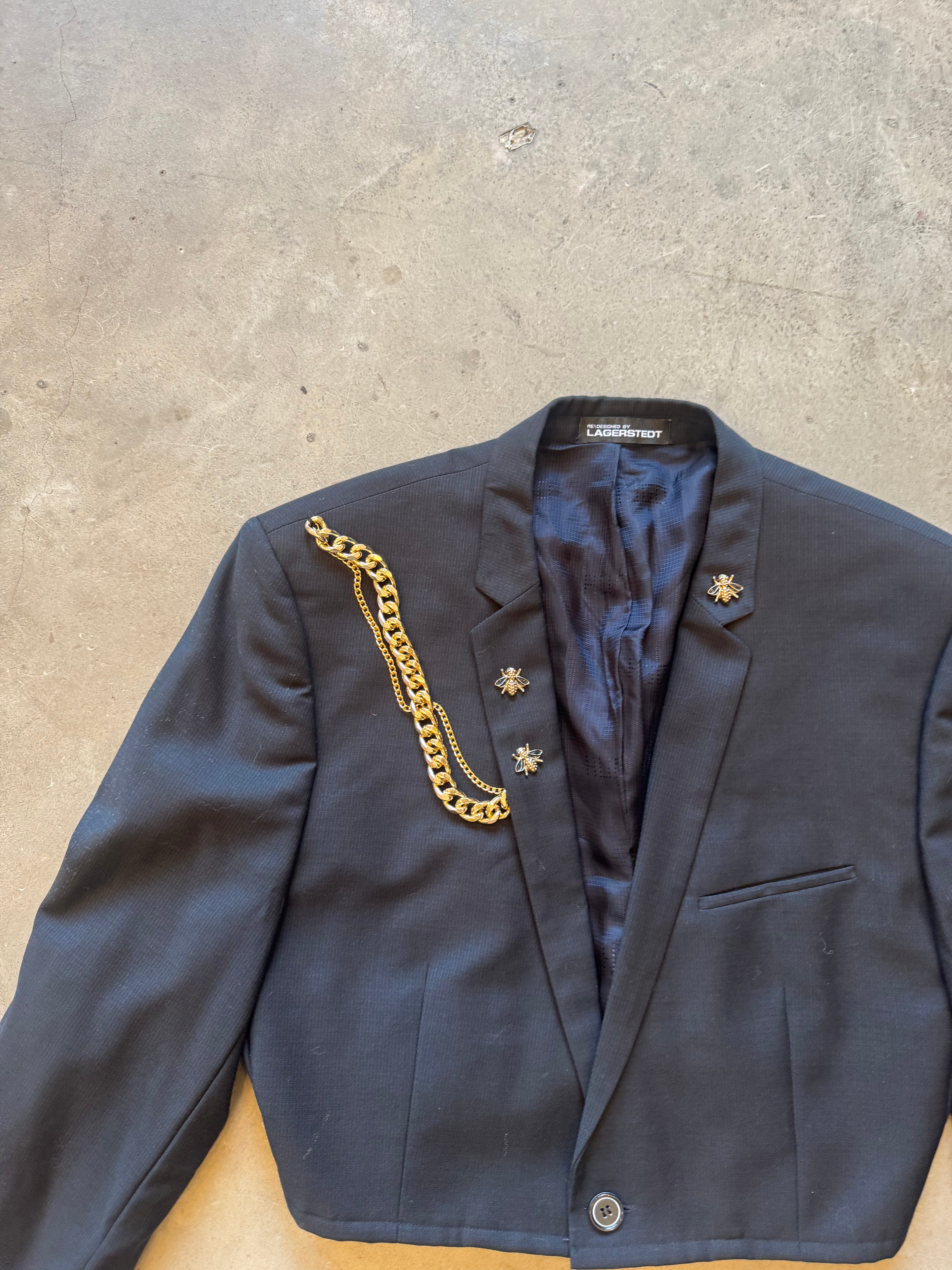 Cropped Military Jacket with Chains