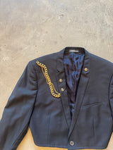 Cropped Military Jacket with Chains