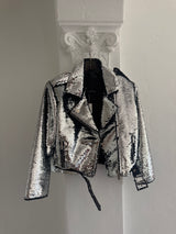 Silver Sequins Moto Jacket