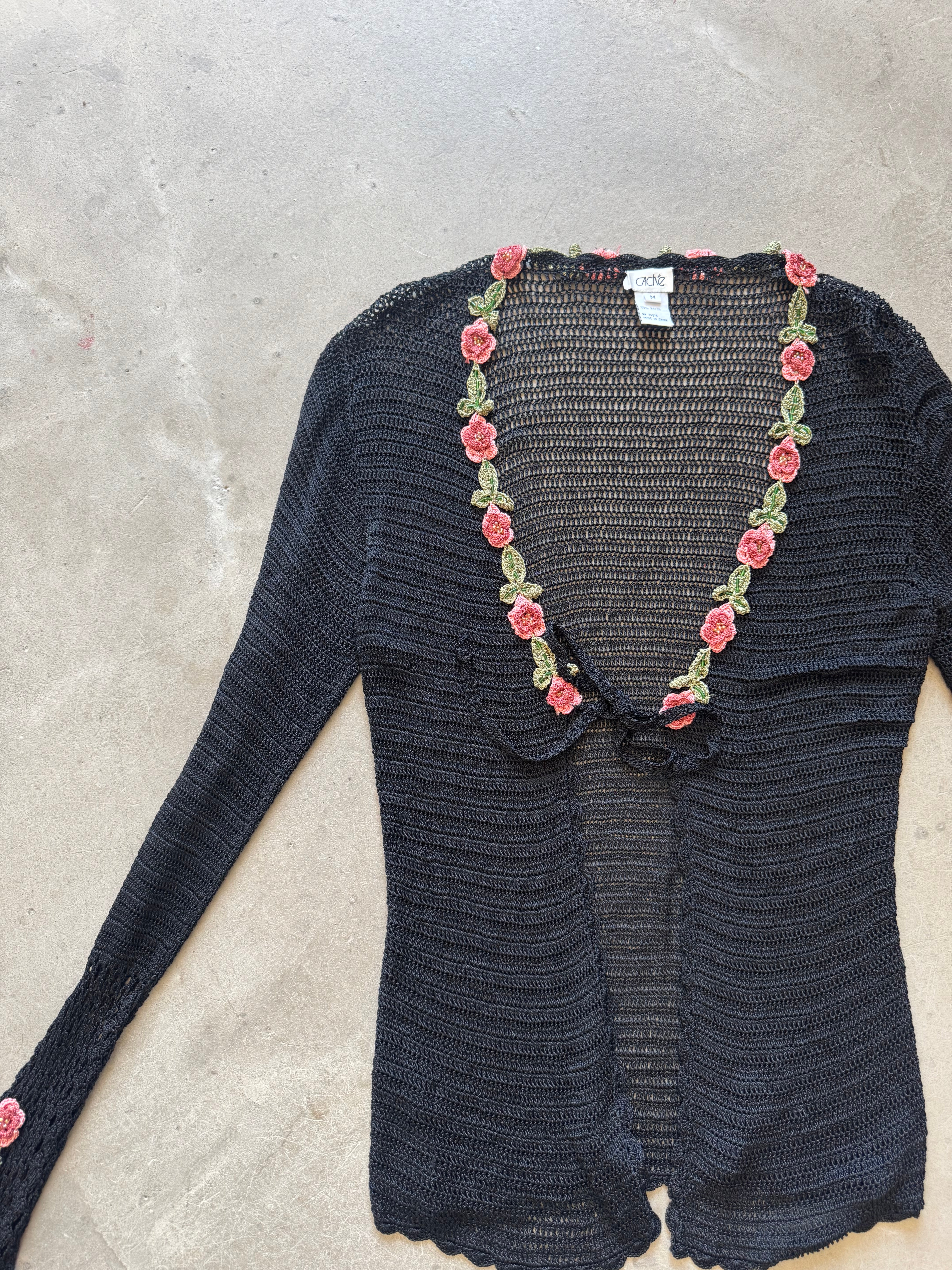 Crochet Rose Vintage Cardigan