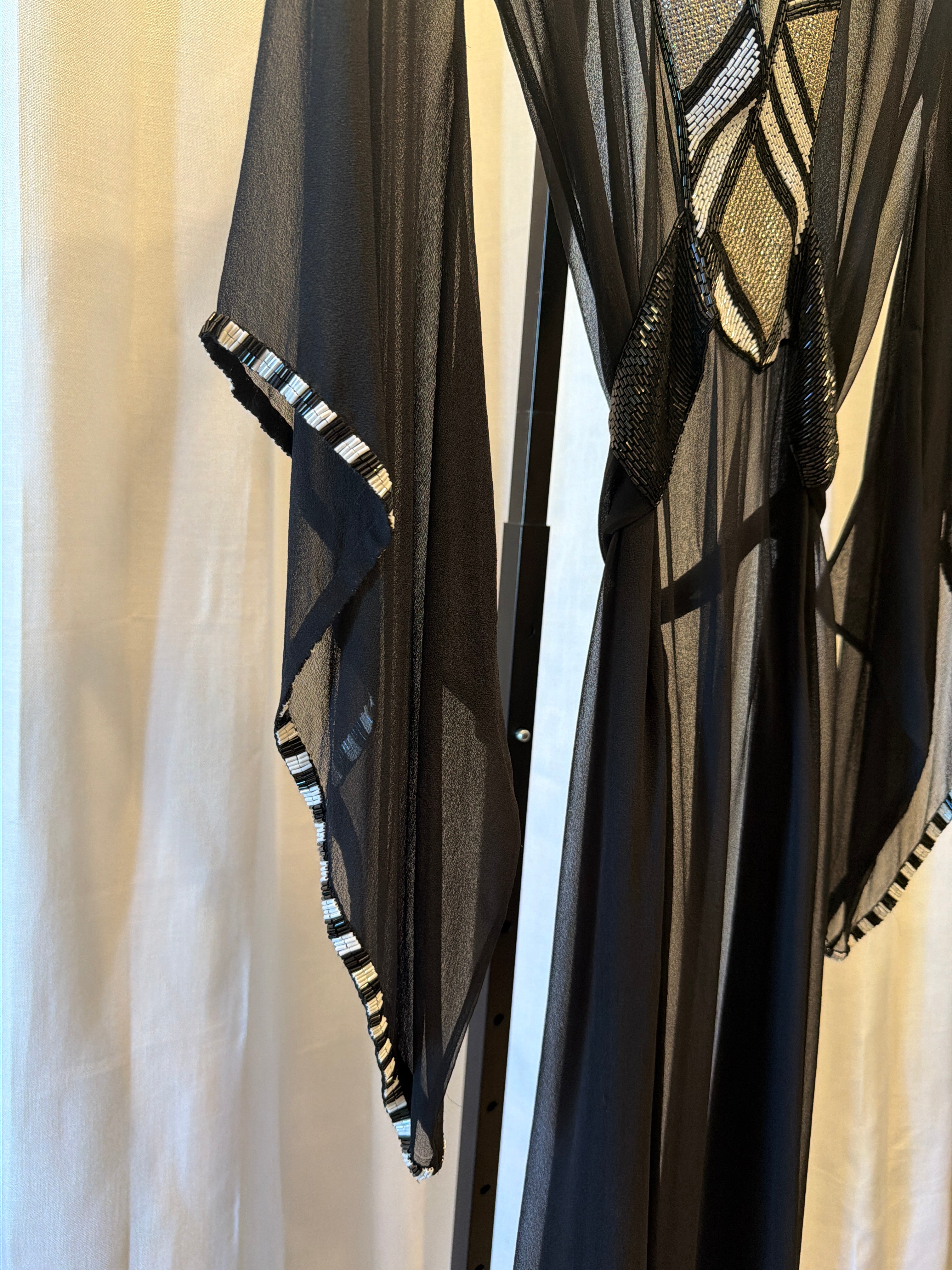 Sheer Beaded Caftan Dress