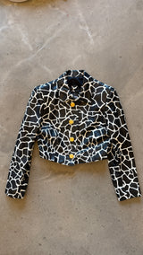 Black&White Giraffe Print leather jacket