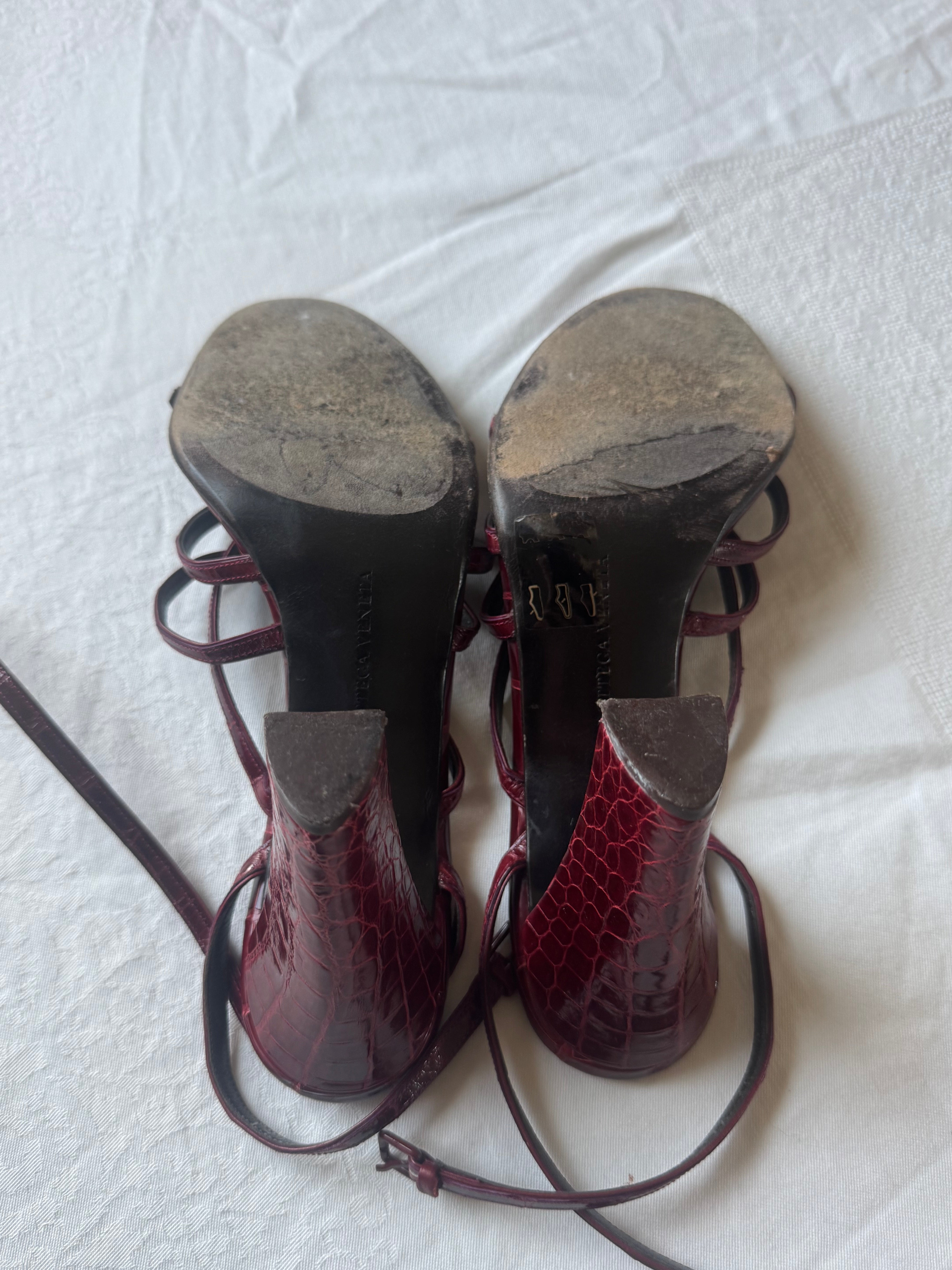 Crocodile Red Strappy Heels (37.5)