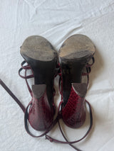 Crocodile Red Strappy Heels (37.5)