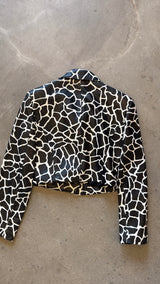 Black&White Giraffe Print leather jacket