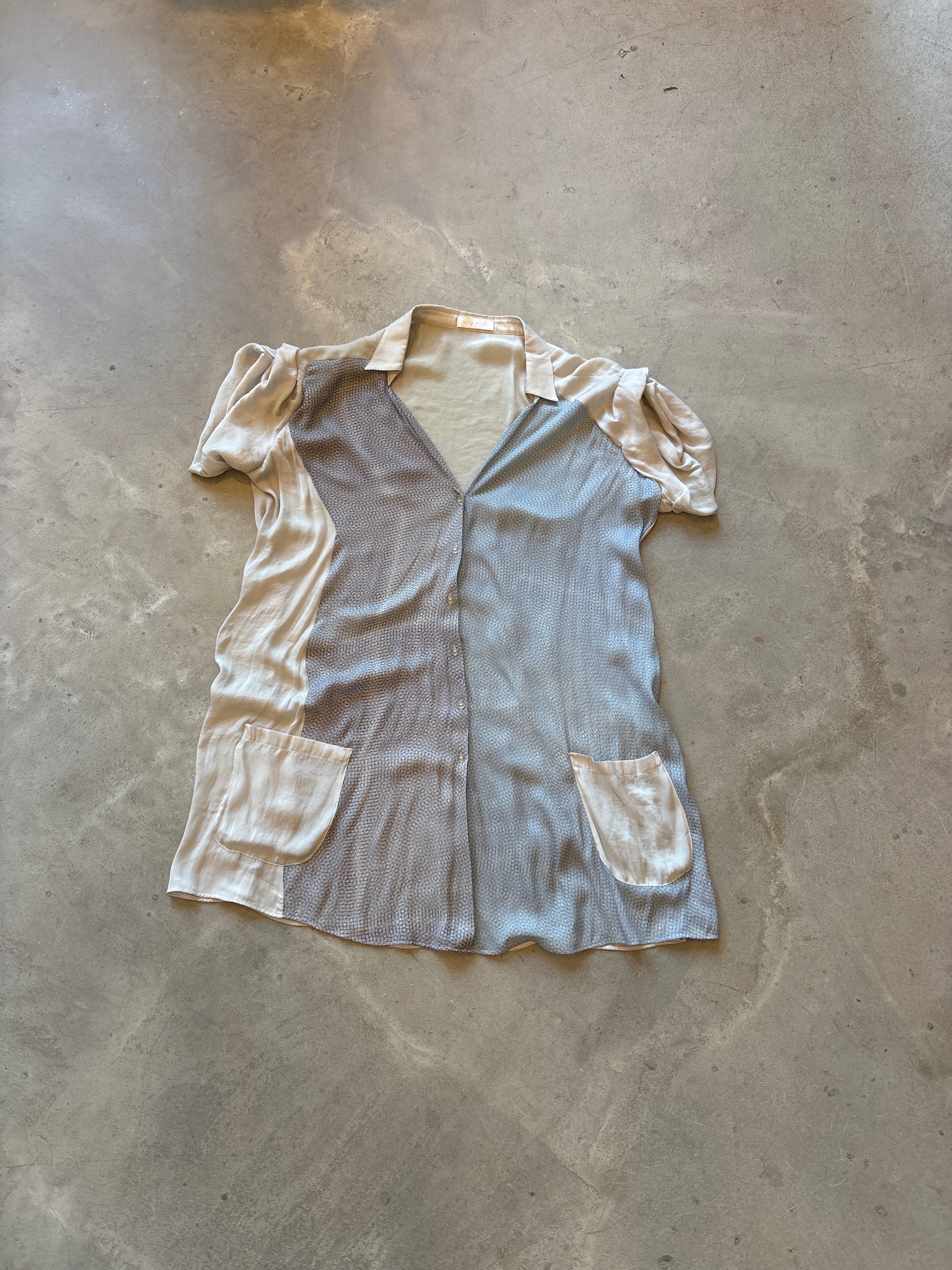 Grey Button-Up Mini Dress