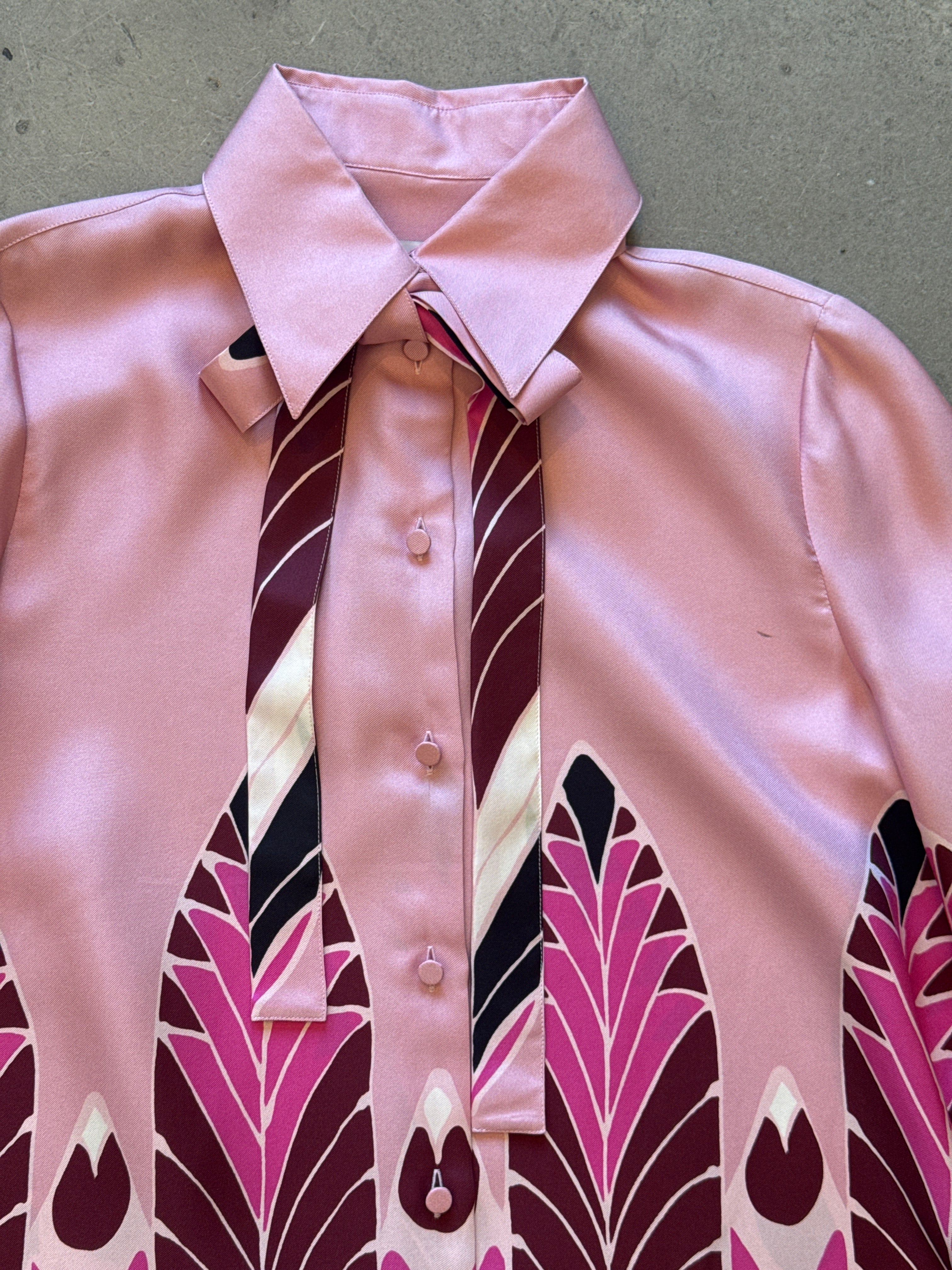 Pink Feather Print Blouse