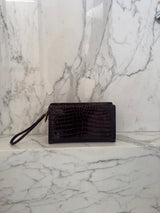 Brown Crocodile Clutch