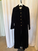 Velvet Long Coat with Gold Buttons